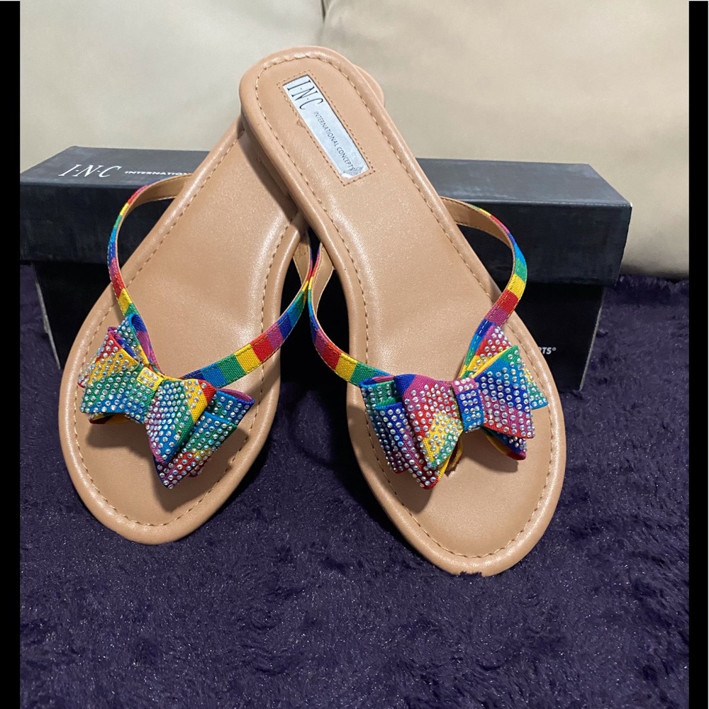 INC Mabae Bow Flat Sandals